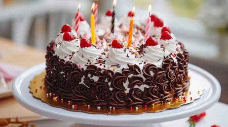 A delicious birthday cake with candlesの素材