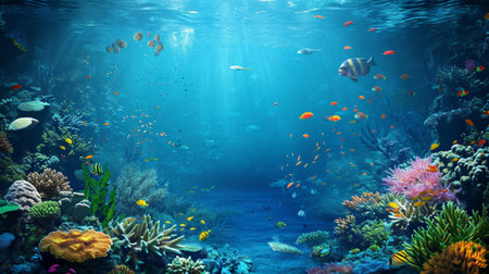 A beautiful underwater landscape with fish and coralsの素材