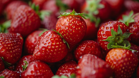 A background with delicious strawberriesの素材