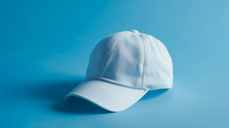A white cap on a blue backgroundの素材