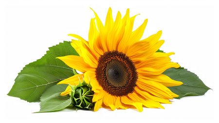 A sunflower on a white backgroundの素材