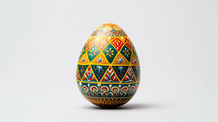 A painted Easter egg on a white backgroundの素材