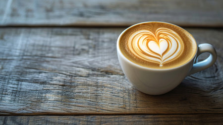 A coffee mug with a heart on itの素材