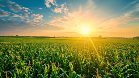 A field of corn at sunriseの素材