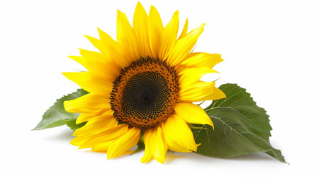 A sunflower on a white backgroundの素材