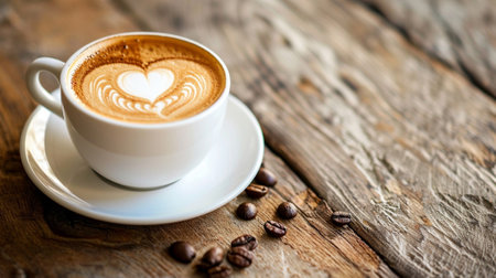A coffee mug with a heart on itの素材