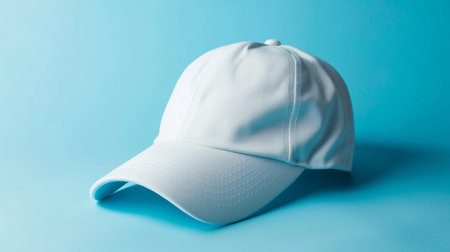 A white cap on a blue backgroundの素材
