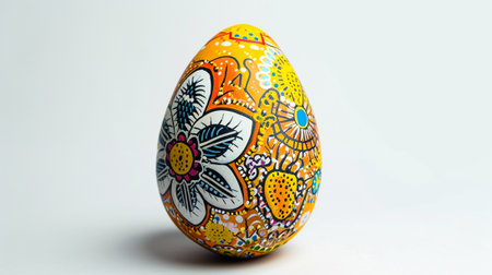 A painted Easter egg on a white backgroundの素材