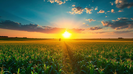 A field of corn at sunriseの素材