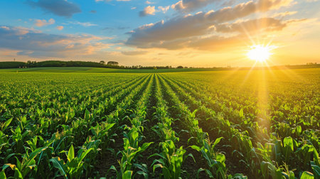 A field of corn at sunriseの素材