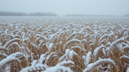 Wheat ripe but not threshed, in winterの素材