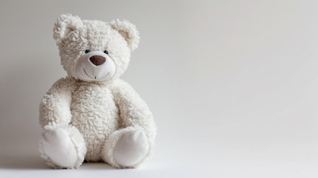 A white teddy bear on a white backgroundの素材
