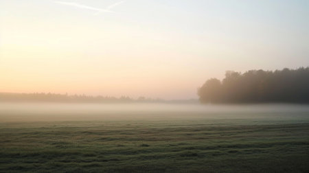 Fog over a field in the morningの素材