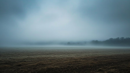 Fog over a field in the morningの素材