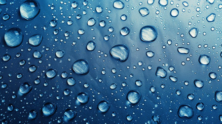 Water drops on a blue backgroundの素材