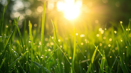 Sun rays among the blades of grassの素材