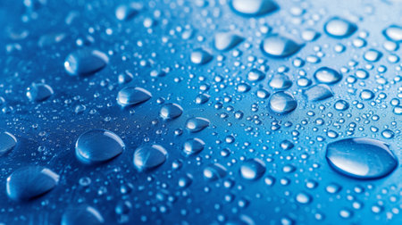 Water drops on a blue backgroundの素材