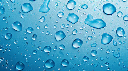 Water drops on a blue backgroundの素材