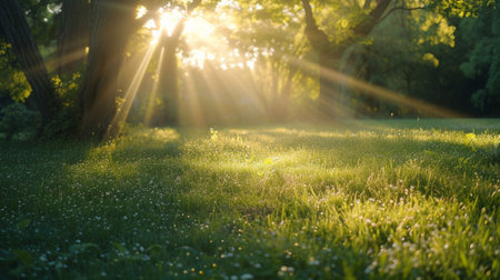Sun rays among the blades of grassの素材