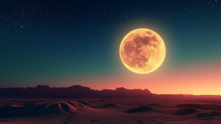 The full moon over a desertの素材