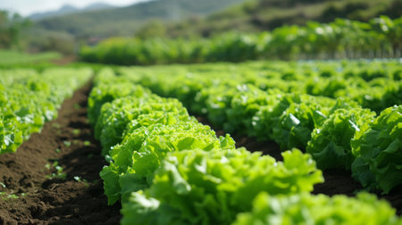 A field where lettuce growsの素材