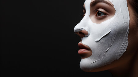 A beautiful girl with a mask on her faceの素材
