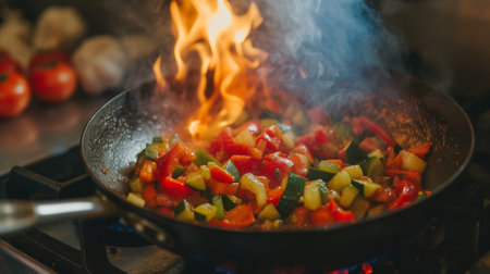 Vegetables that are made in a panの素材