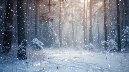 A winter blizzard in the forestの素材