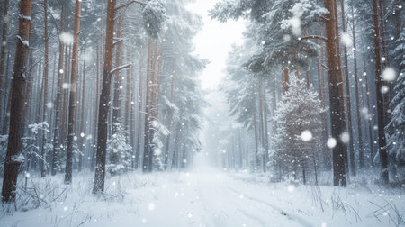 A winter blizzard in the forestの素材