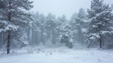 A winter blizzard in the forestの素材