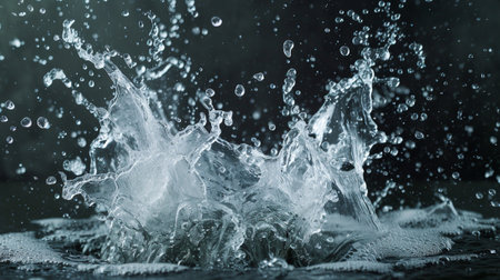 An explosion in the water at high speedの素材