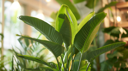 Bird of Paradise potted plant on white backgroundの素材