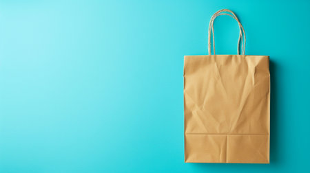 A paper bag on a blue backgroundの素材