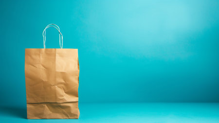 A paper bag on a blue backgroundの素材