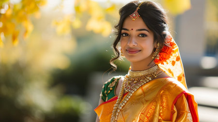 A girl from India in national clothesの素材