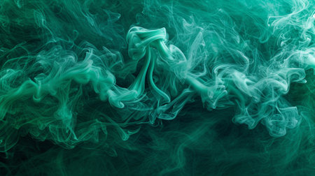 An abstract emerald green smoke backgroundの素材