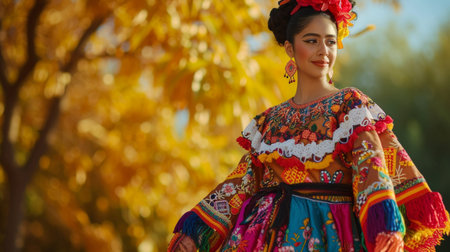 A girl from Mexico in national clothesの素材