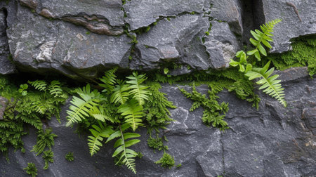 Plants growing out of rocksの素材
