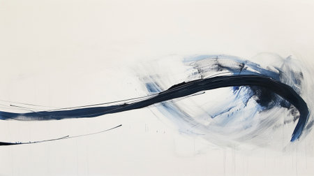 Blue brush marks on the canvasの素材