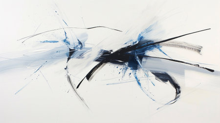 Blue brush marks on the canvasの素材