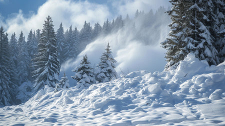An avalanche in the mountainsの素材