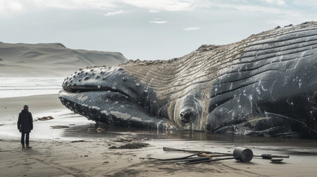 A whale that was brought ashoreの素材