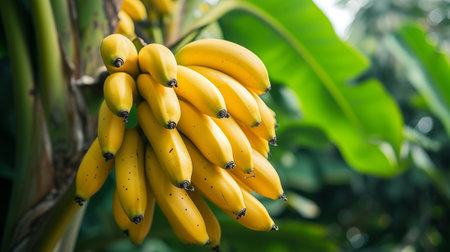 Bananas growing on the tree, close upの素材