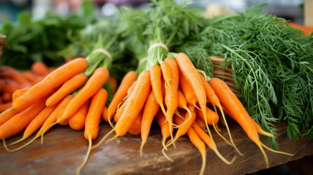Carrot on a table with fresh vegetablesの素材
