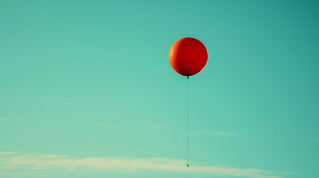 A red balloon flies in the skyの素材