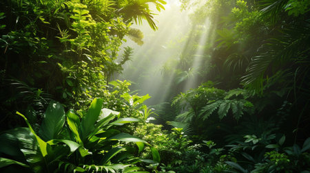 The vegetation of a tropical forestの素材