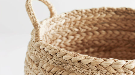 A woven basket on a white backgroundの素材