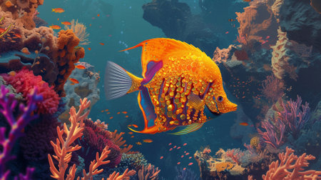 A goldfish in coral reefsの素材