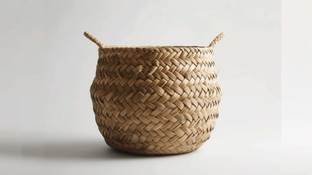 A woven basket on a white backgroundの素材