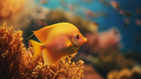 A goldfish in coral reefsの素材